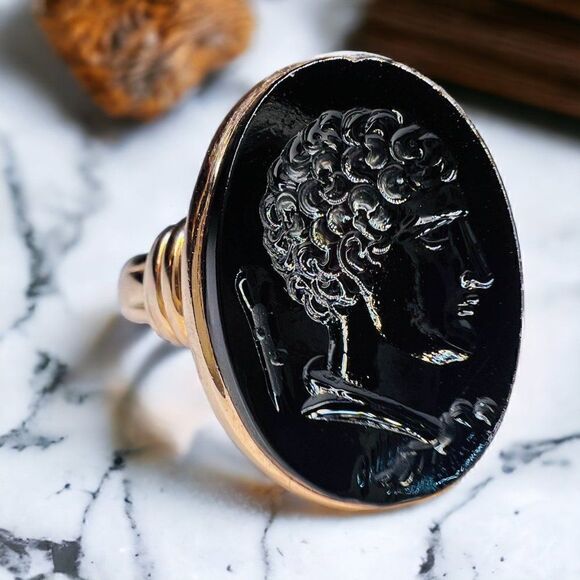 ANTIQUE-Georgian Gold Intaglio Ring-Hercules Carnelian Ring-size 6.5 Late 1700's - Picture 10 of 14